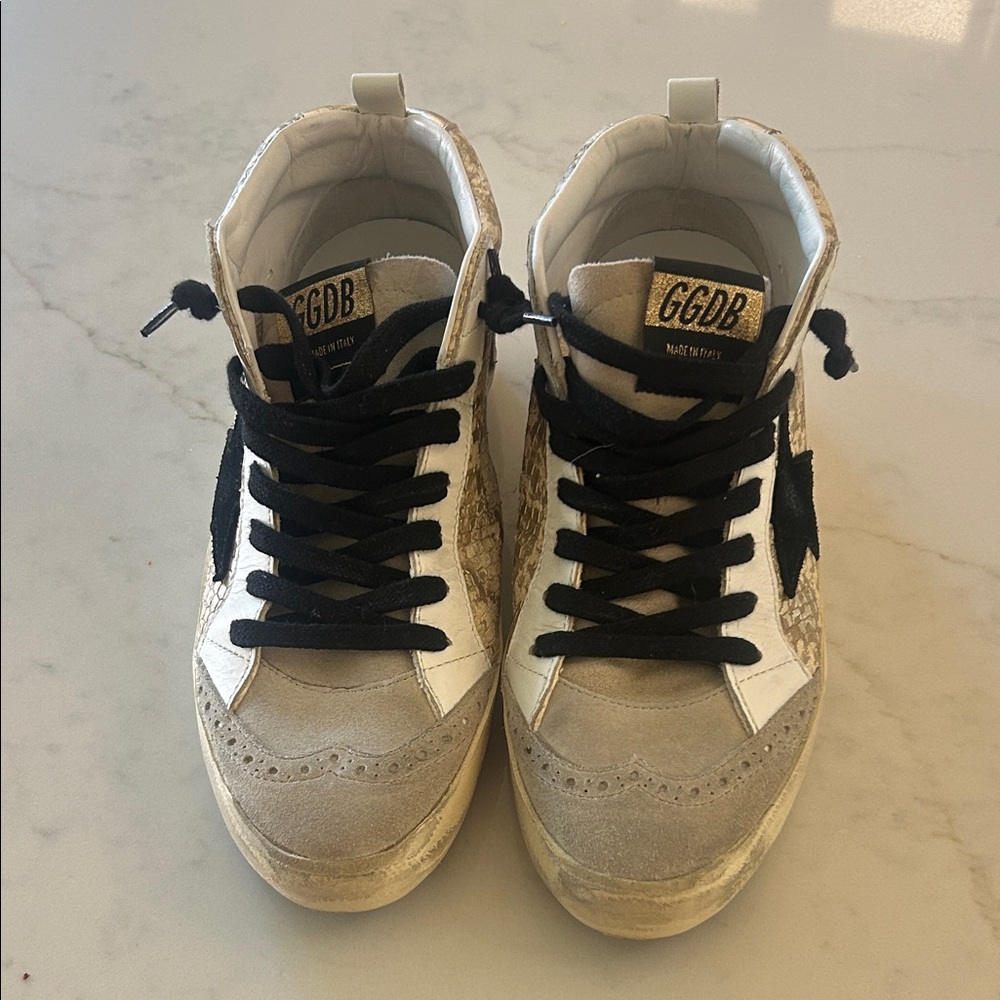 Golden Goose White and Black Sneakers